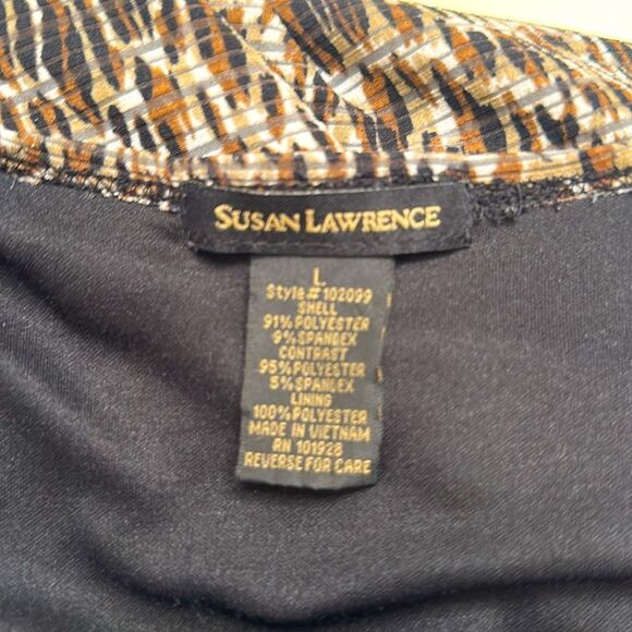 Susan Lawrence Black and Brown Patterned Top Size Large - Picture 5 of 5
